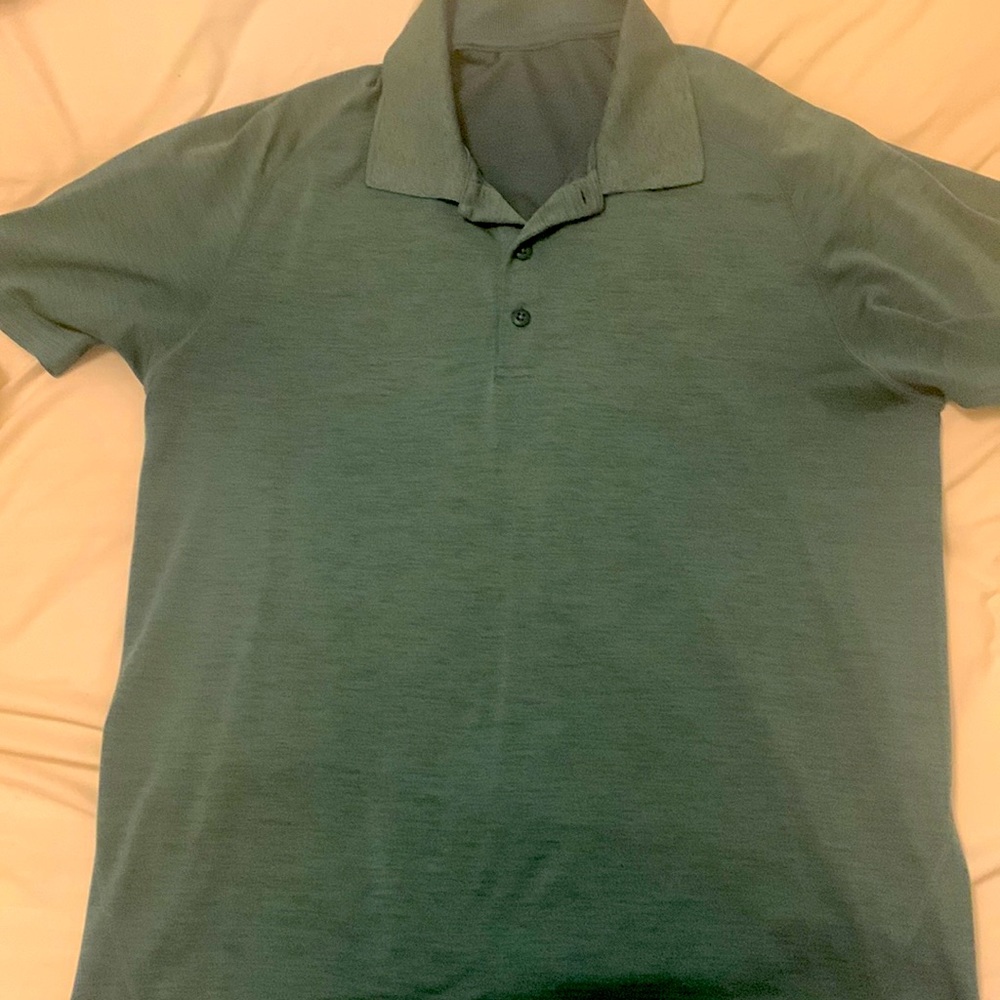 Green lululemon athletic polo shirt (medium). Comfortable, stretchy material.